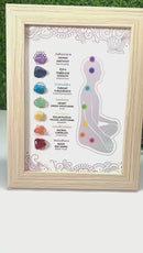Seven Chakra Stones in a Wooden Frame for Balance