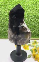 Smoky Quartz / Morion Cluster with large Points on Stand (Support)