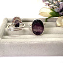 Fluorite Adjustable Rings in Silver