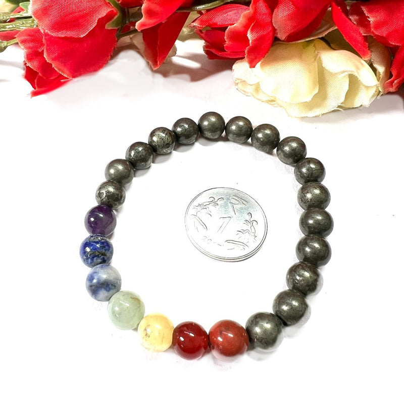 Pyrite with Seven Chakra Bracelet