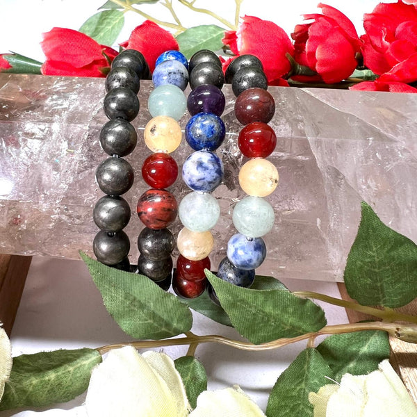 Pyrite with Seven Chakra Bracelet