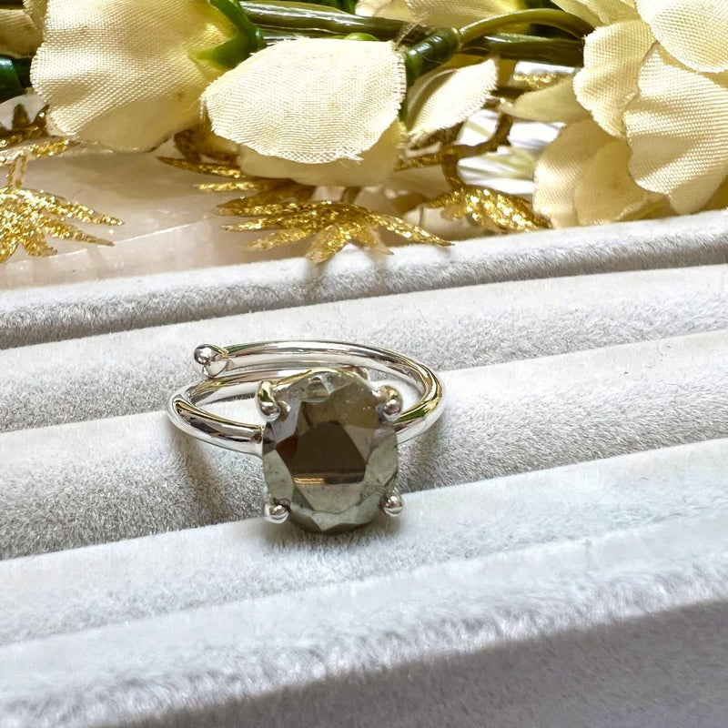 Pyrite Adjustable Ring in Silver (1 pc)