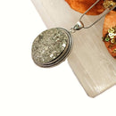Pyrite Druzy Premium Pendants in Silver (Name & Fame)
