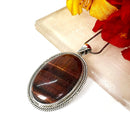 Red Tiger Eye Premium Pendant in Silver