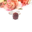 Red Jasper Adjustable Ring in Silver (1 pc)