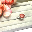 Red Jasper Adjustable Ring in Silver (1 pc)