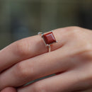 Red Jasper Adjustable Ring in Silver (1 pc)