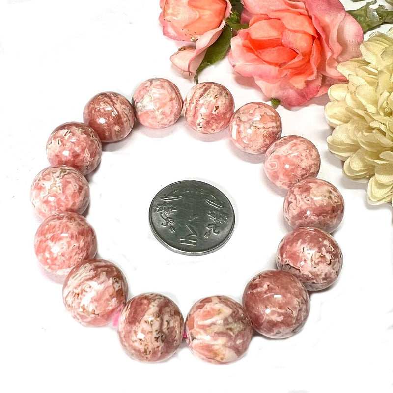 Rhodochrosite AAA Round Bead Bracelet (for Unconditional Self Love)