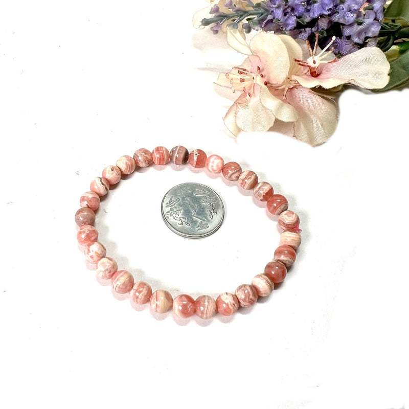 Rhodochrosite AAA Round Bead Bracelet (for Unconditional Self Love)