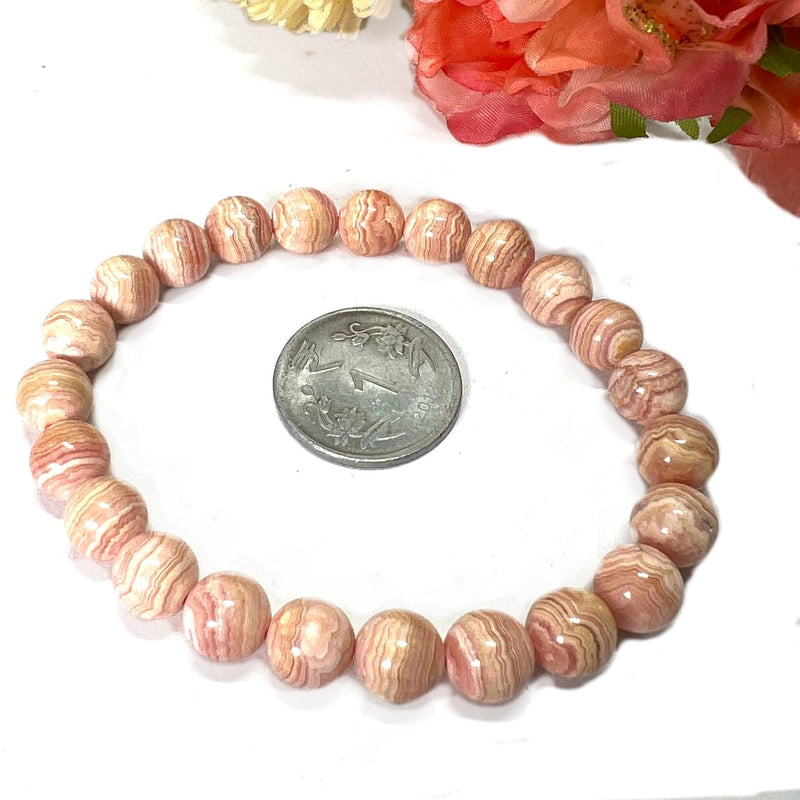 Rhodochrosite AAA Round Bead Bracelet (for Unconditional Self Love)