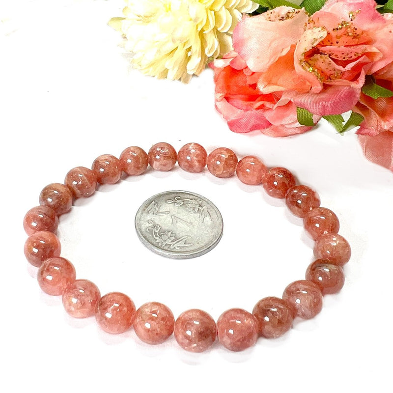 Rhodochrosite AAA Round Bead Bracelet (for Unconditional Self Love)