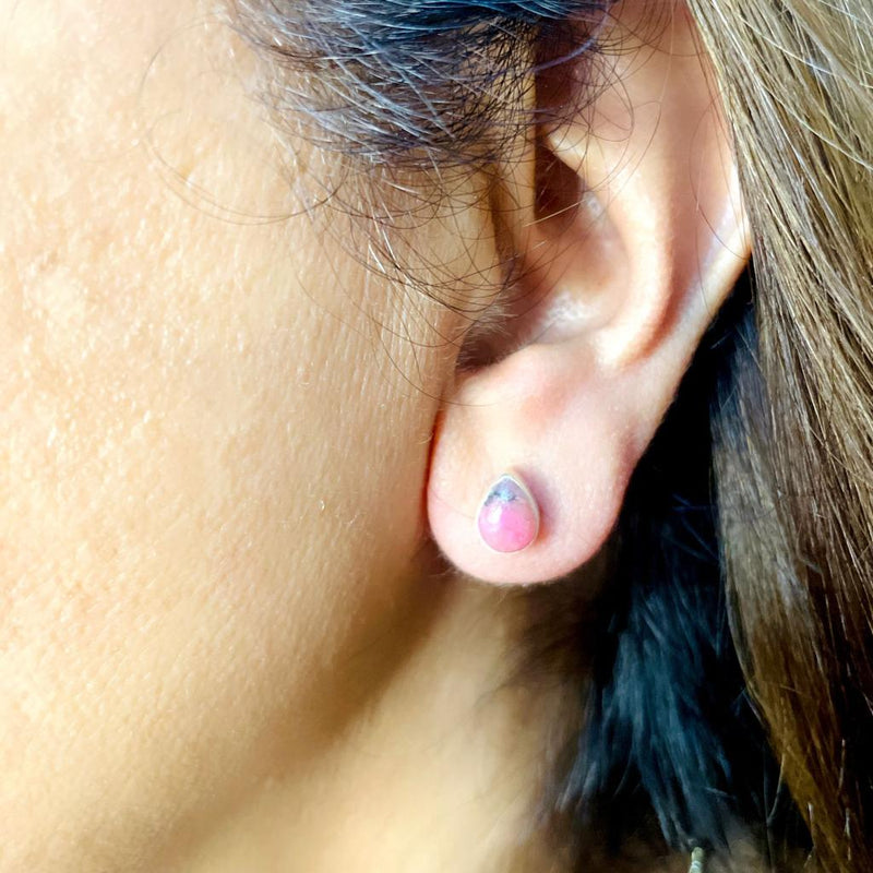 Rhodonite Earrings in Silver