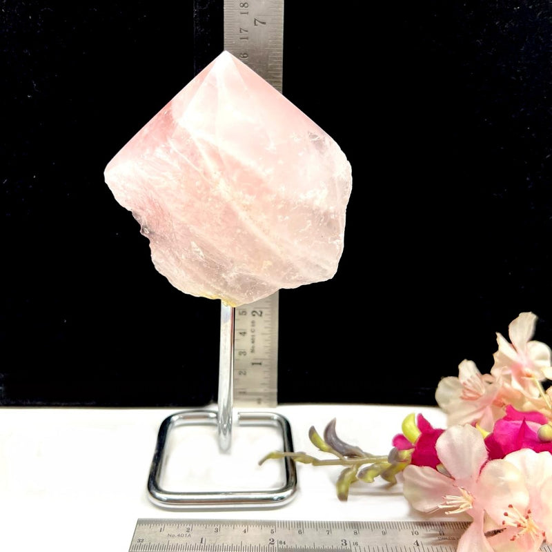 Quartz Point Stand Rose quartz Points on Stand from Brazil