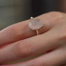 Rose Quartz Adjustable Ring in Silver (for Love and Romance)