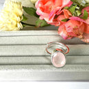 Rose Quartz Adjustable Ring in Silver (for Love and Romance)