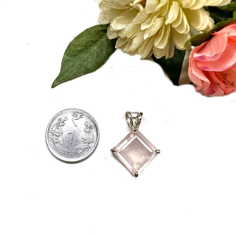 Rose Quartz Small Pendants in Silver