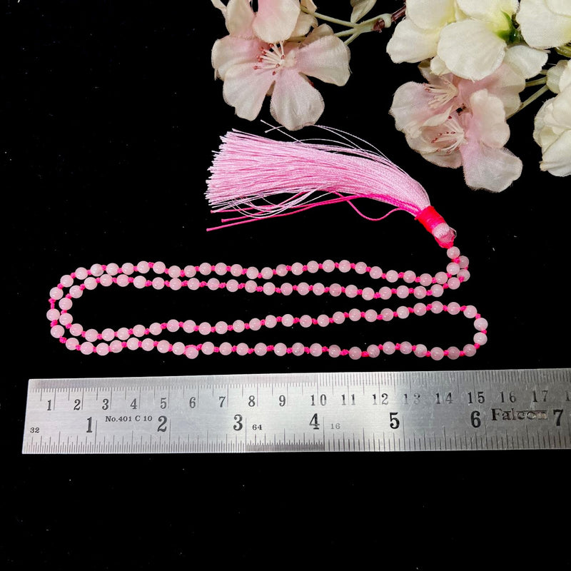 Rose Quartz Round  Bead Jaap Mala (Attract Love)