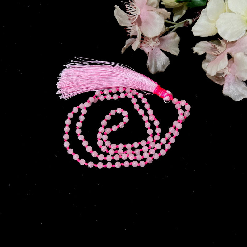 Rose Quartz Round  Bead Jaap Mala (Attract Love)