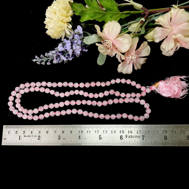 Rose Quartz Round  Bead Jaap Mala (Attract Love)