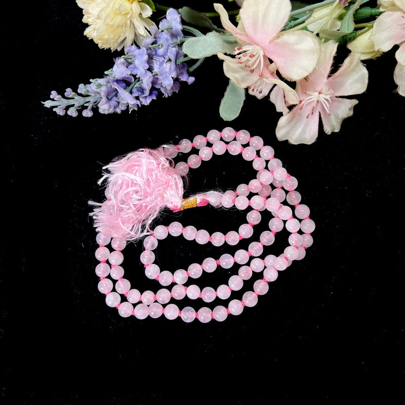 Rose Quartz Round  Bead Jaap Mala (Attract Love)