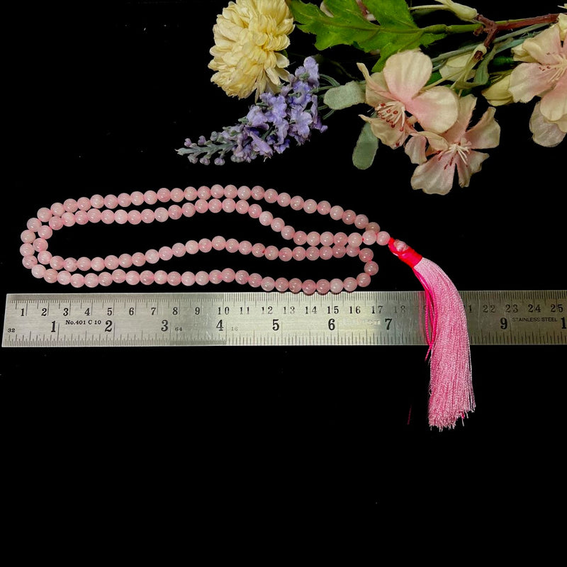 Rose Quartz Round  Bead Jaap Mala (Attract Love)