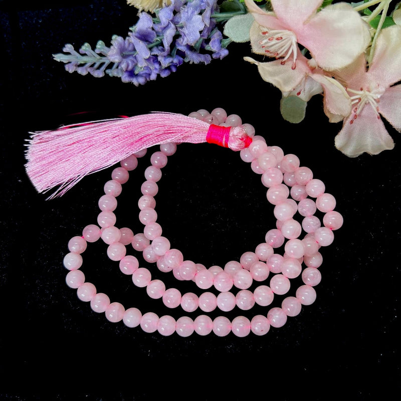 Rose Quartz Round  Bead Jaap Mala (Attract Love)