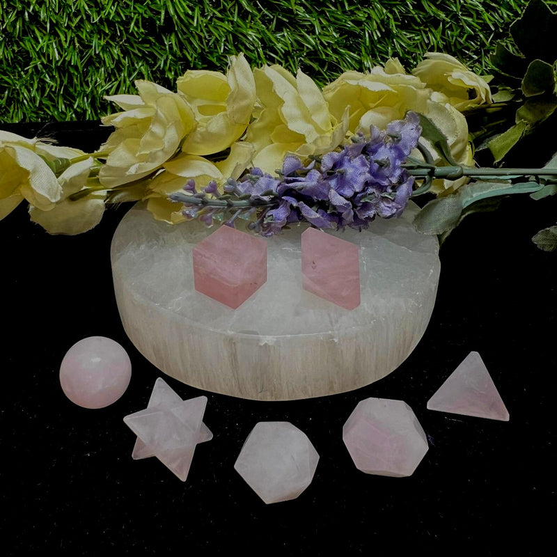 Sacred Geometry Set in Rose Quartz (7 pcs)