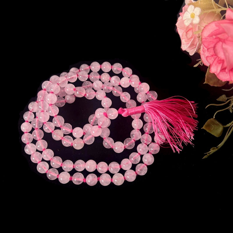 Rose Quartz Round  Bead Jaap Mala (Attract Love)