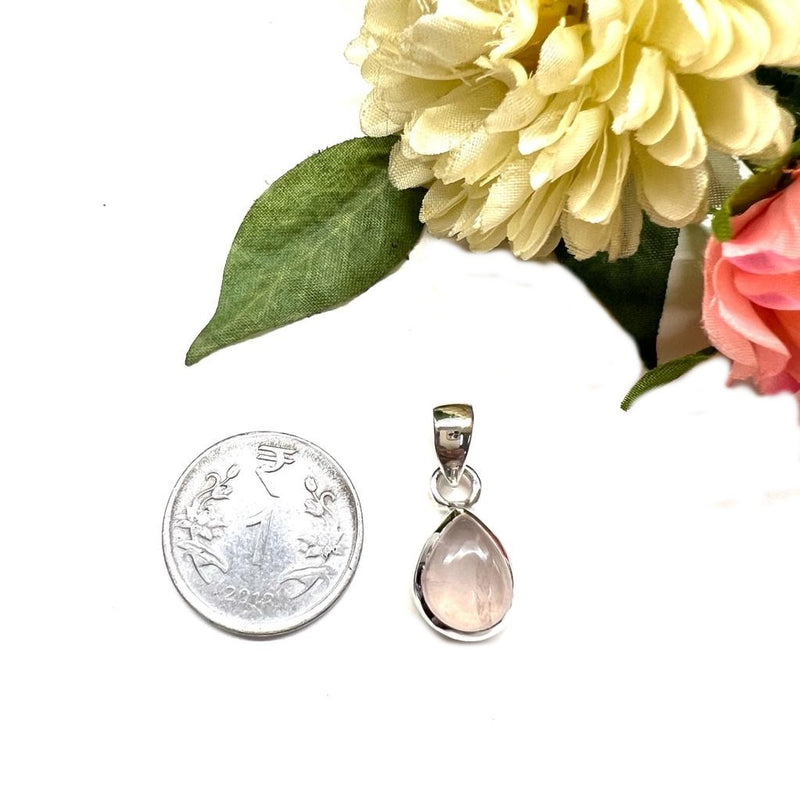 Rose Quartz Small Pendants in Silver