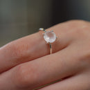 Rose Quartz Adjustable Ring in Silver (for Love and Romance)