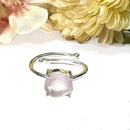 Rose Quartz Adjustable Ring in Silver (for Love and Romance)
