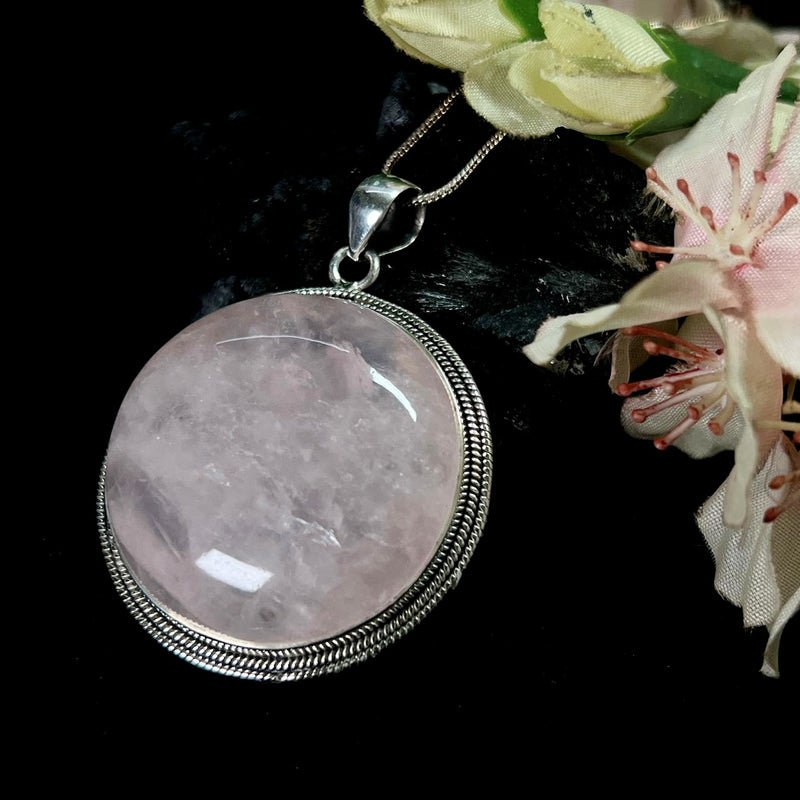 Rose Quartz Pendants in Silver Premium Collection (Love, Romance, Relationships)