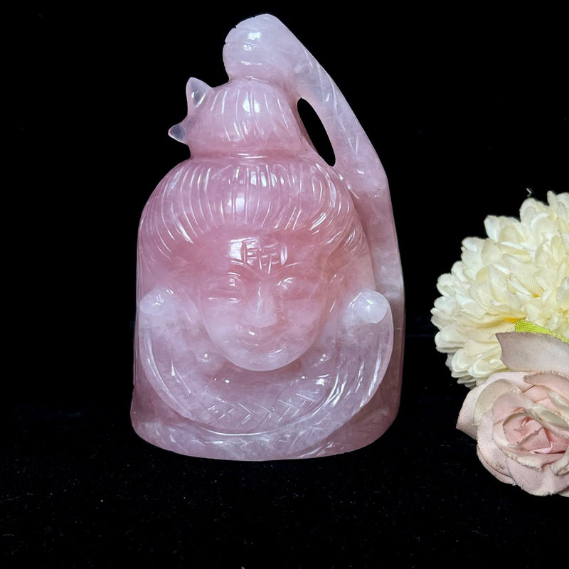 Shiva Head in Rose Quartz