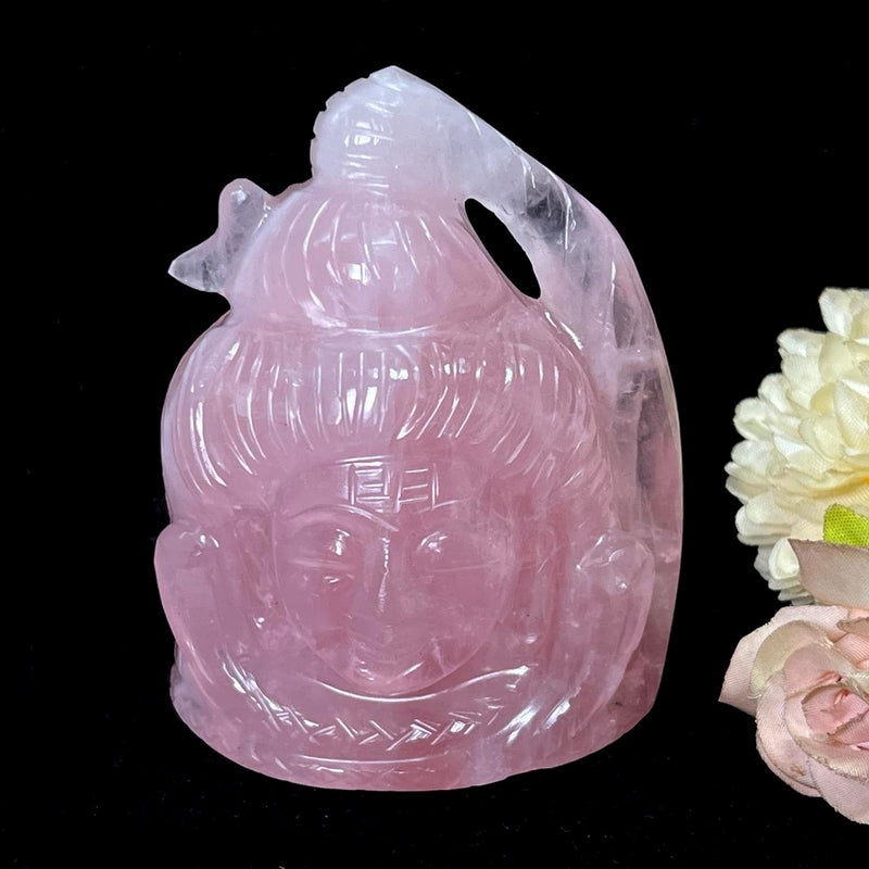 Shiva Head in Rose Quartz