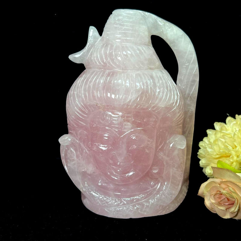 Shiva Head in Rose Quartz