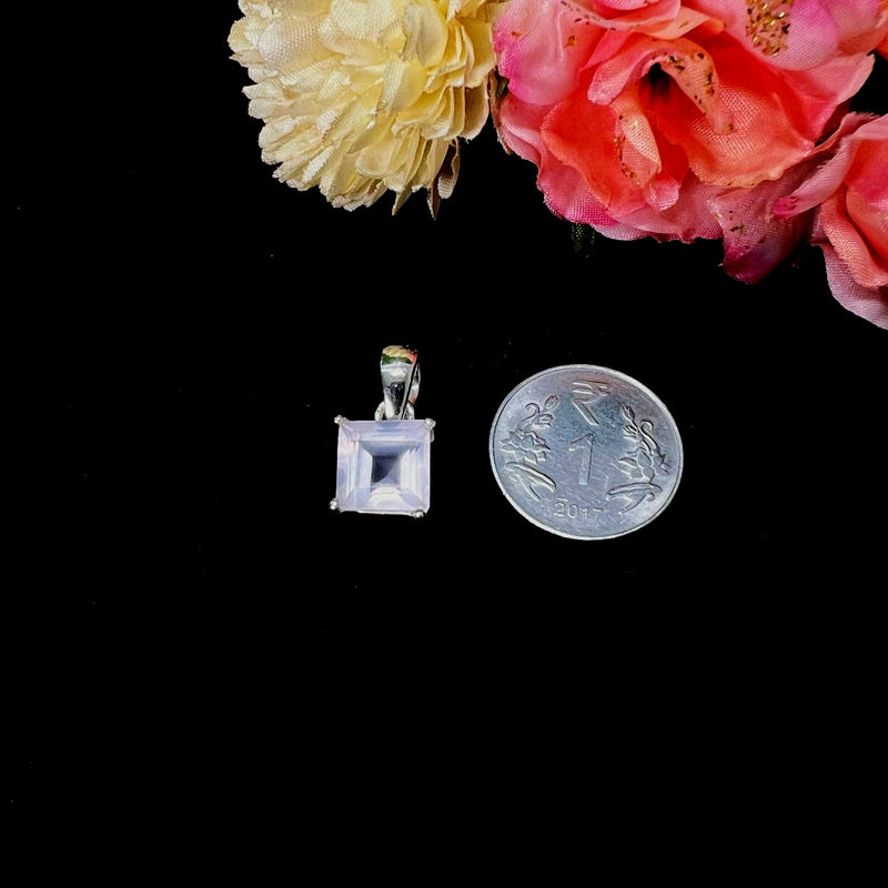 Rose Quartz Small Pendants in Silver