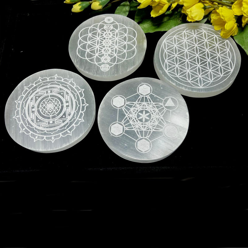 Selenite Round Charging Plates (4inch)