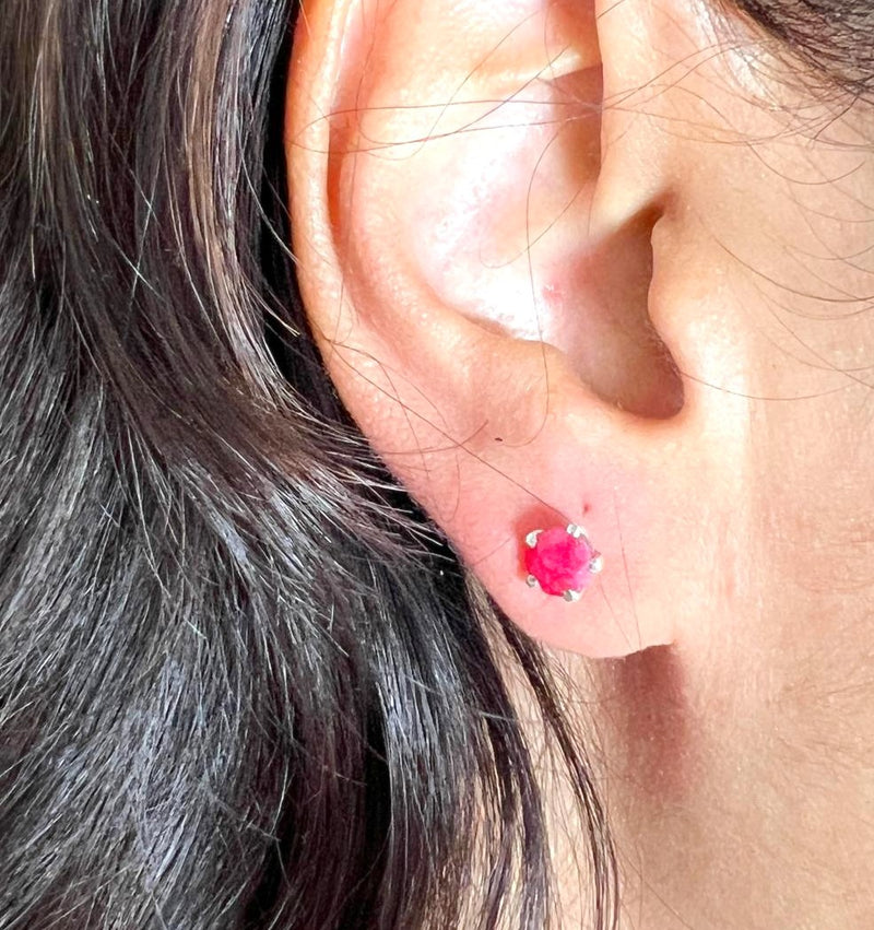 Ruby Stud Earrings in Silver