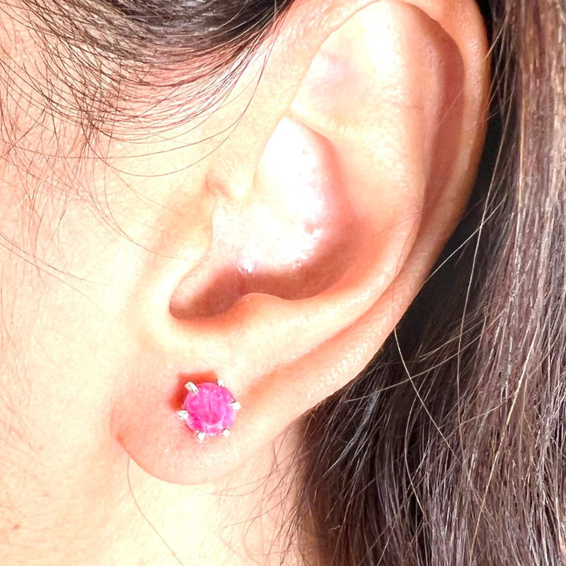 Ruby Stud Earrings in Silver