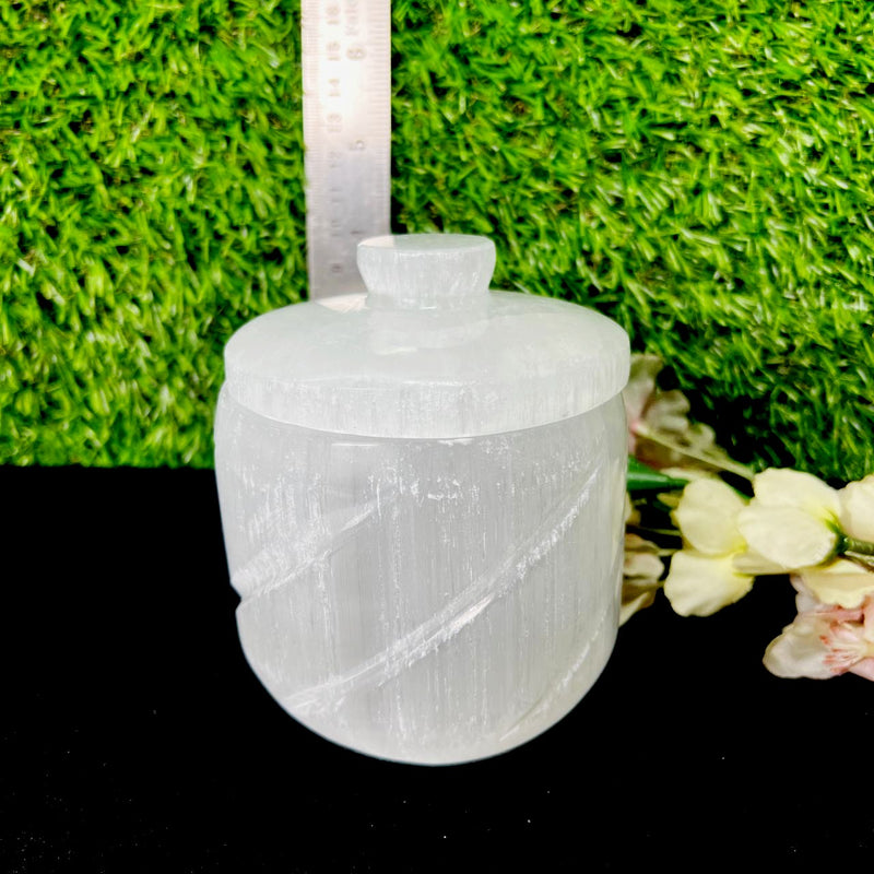 Selenite Round Box with Lid