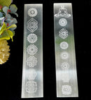 Selenite Small Rectangle Engraved Charging Plates