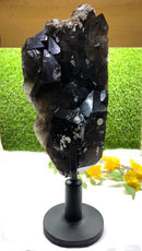 Smoky Quartz / Morion Cluster with large Points on Stand (Support)
