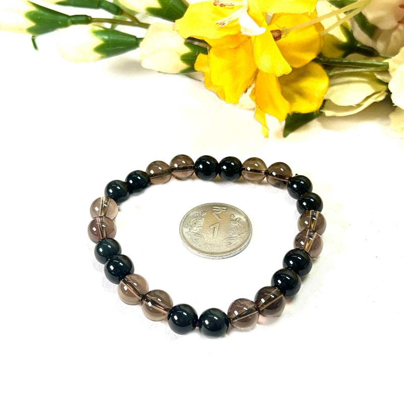 Smokey Quartz & Black Obsidian Combination Bracelet (Protection) (Alternate beads)
