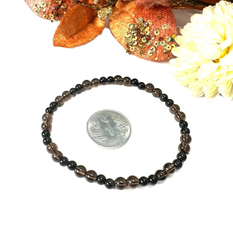 Smokey Quartz & Black Obsidian Combination Bracelet (Protection)