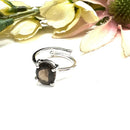 Smoky Quartz Adjustable Ring in Silver