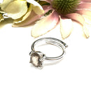 Smoky Quartz Adjustable Ring in Silver