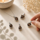 Smoky Quartz silver pendant by Talk to Crystals featuring natural healing gemstone jewellery for grounding, protection, stress relief, emotional resilience, releasing negativity, and Root Chakra healing in India