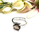 Smoky Quartz Adjustable Ring in Silver