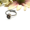 Smoky Quartz Adjustable Ring in Silver