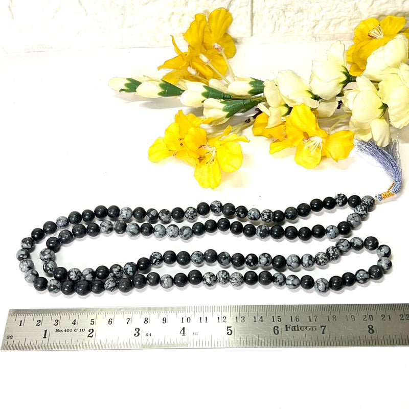 Snowflake Obsidian Mala/Necklace (Release Beliefs)